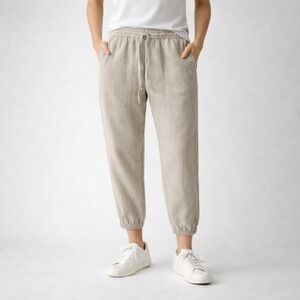 Cloth & Stone Womens 100% Linen Jogger Pants Oatmeal Taupe Size S Spring Summer